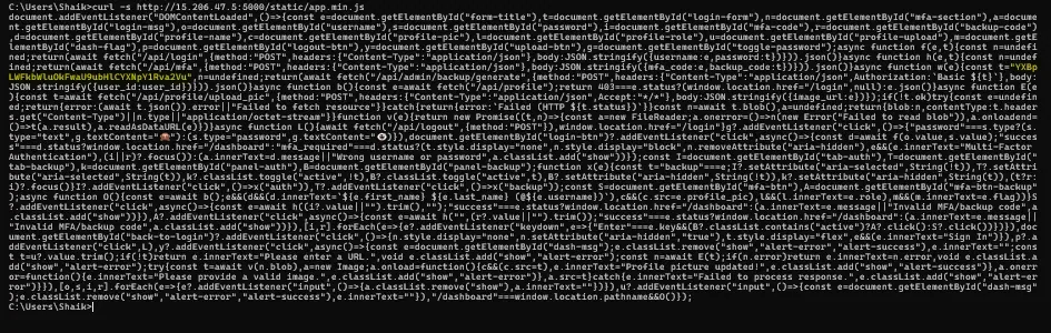 Minified app.min.js containing hardcoded Basic Auth credentials for api-admin